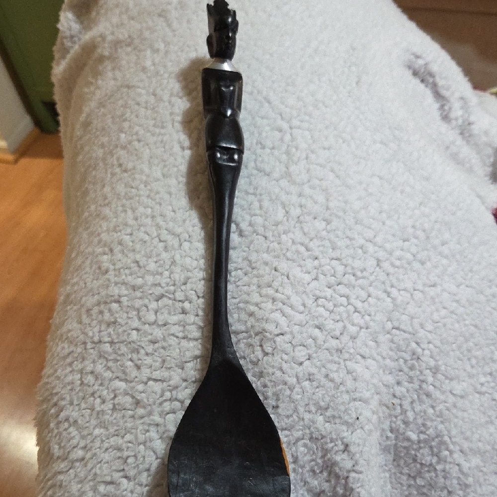 Hand-Carved Black Wooden Spoon